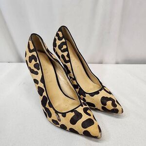 Office London Women's EU 36 US 5.5 Pointy Toe Leopard Pony Hair Heels Career Wor